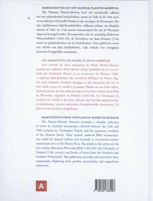 Manuscripten uit het museum plantin moretus Les manuscrits dus musee plantin moretus Manuscripts from the plantin moretus museum achterkant