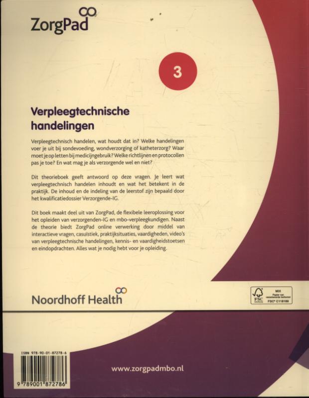 Verpleegtechnische handelingen / Niveau 3 / Theorieboek / ZorgPad achterkant