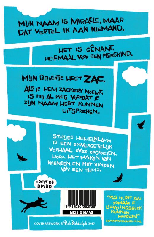 Stukjes hemelblauw achterkant