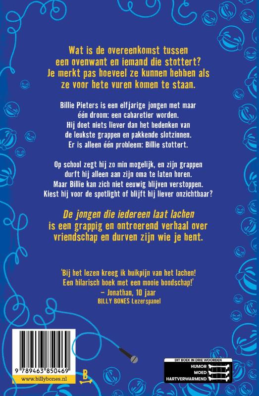 De jongen die iedereen laat lachen achterkant