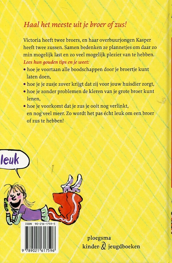 Waarom het leuk /stom is om een broer /zus te hebben / Ploegsma kinder- & jeugdboeken achterkant