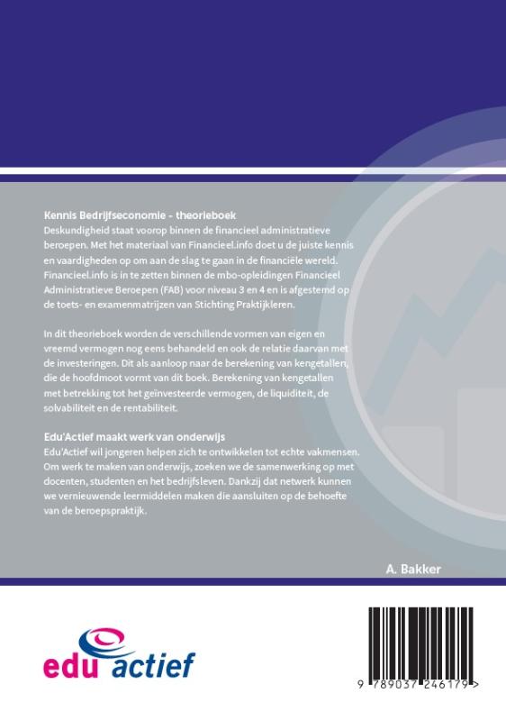 Kennis Bedrijfseconomie / 2018 / Theorieboek / Financieel.info achterkant