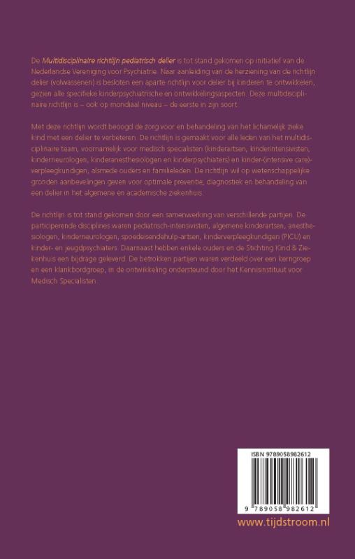 Richtlijnen psychiatrie (NVvP)  -   Multidisciplinaire richtlijn pediatrisch delier achterkant