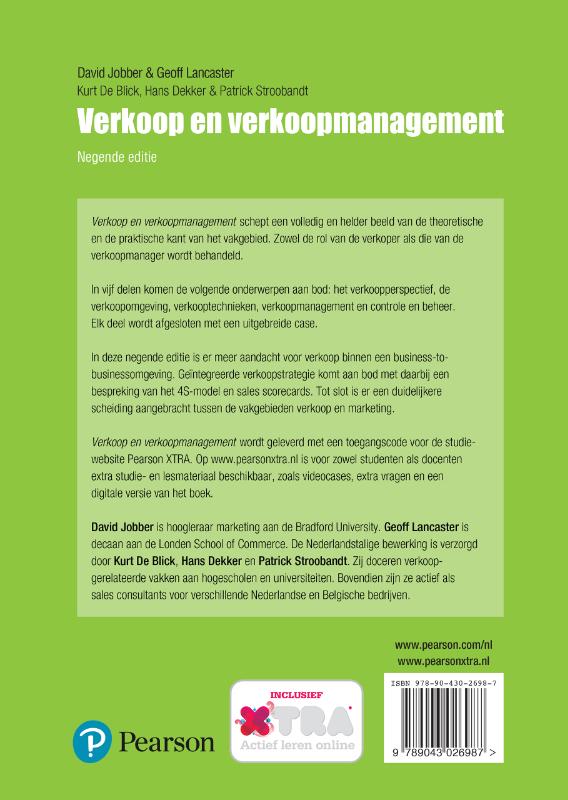 Verkoop en verkoopmanagement met XTRA toegangscode / 9e editie achterkant
