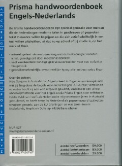 Prisma handwoordenboek / Engels-Nederlands / Prisma handwoordenboeken achterkant