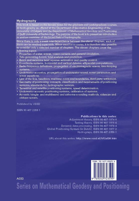 Series on mathematical geodesy and positioning  -   Hydrography achterkant