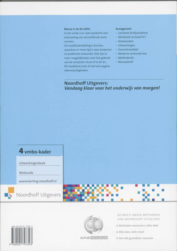 Moderne Wiskunde / 4 Vmbo-Kader / Deel Uitwerkingen Moderne Wiskunde  / 4 Vmbo-Kader / Deel Uitwerkingen achterkant