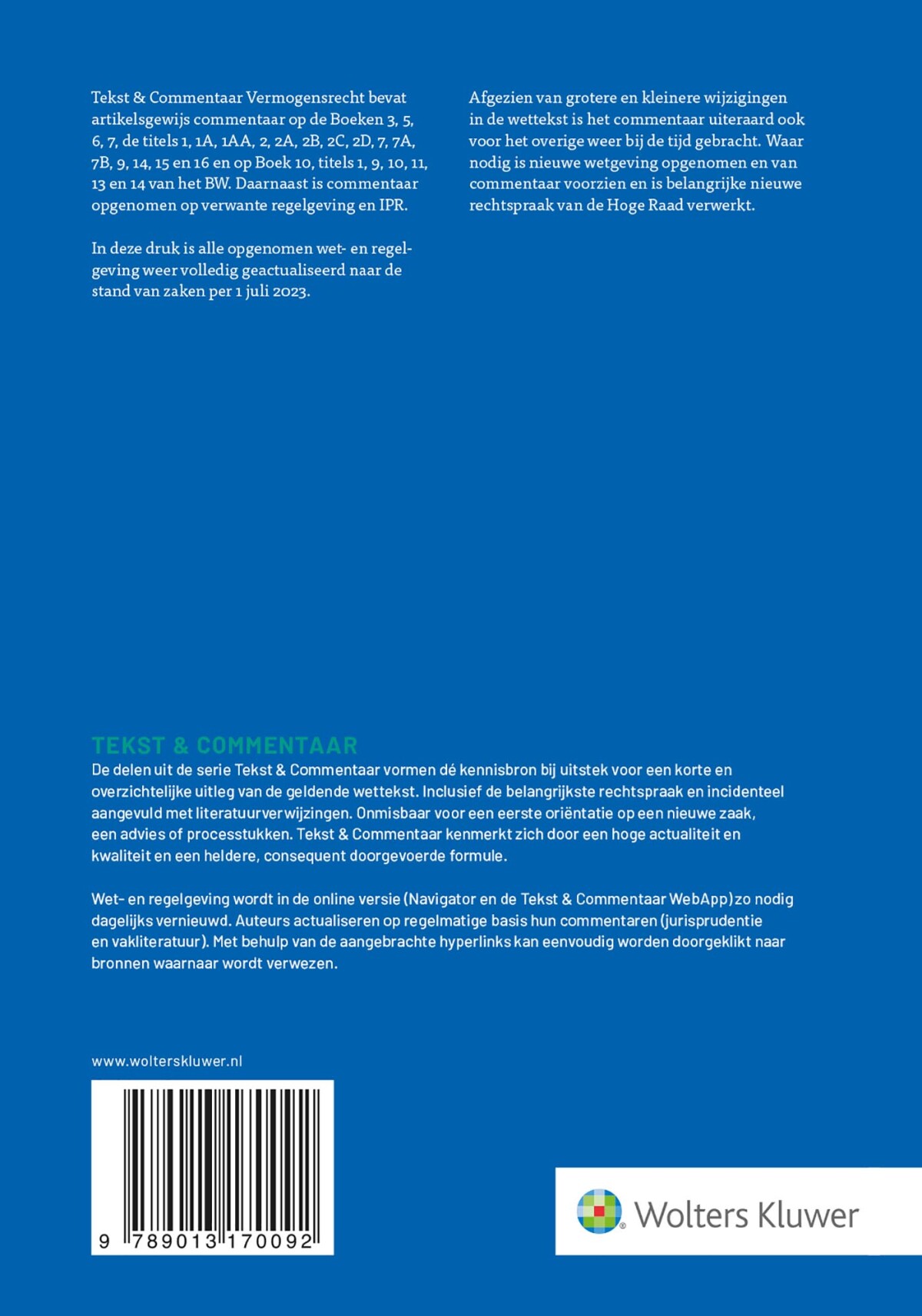 Vermogensrecht / Tekst & Commentaar achterkant