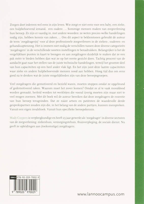Zorgen als beroep achterkant