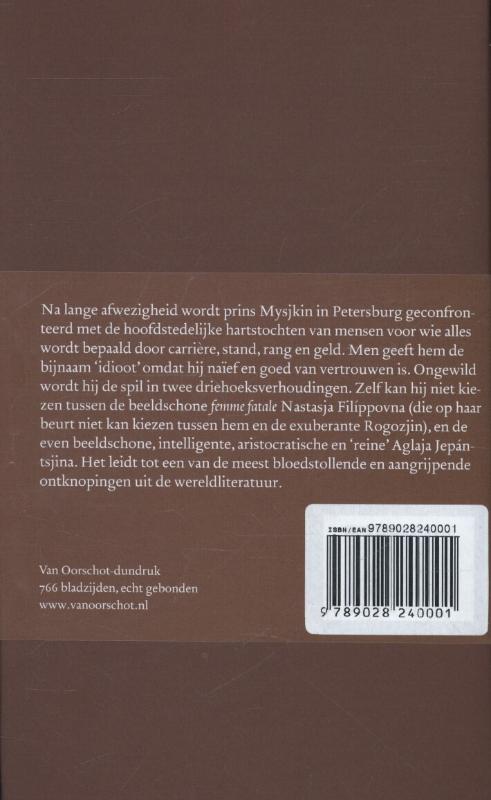 Verzamelde werken / 6: de idioot / Russische Bibliotheek achterkant
