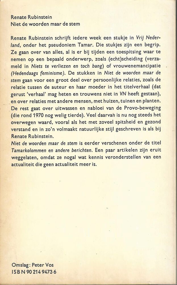Niet de woorden maar de stem / Salamander / 473 achterkant