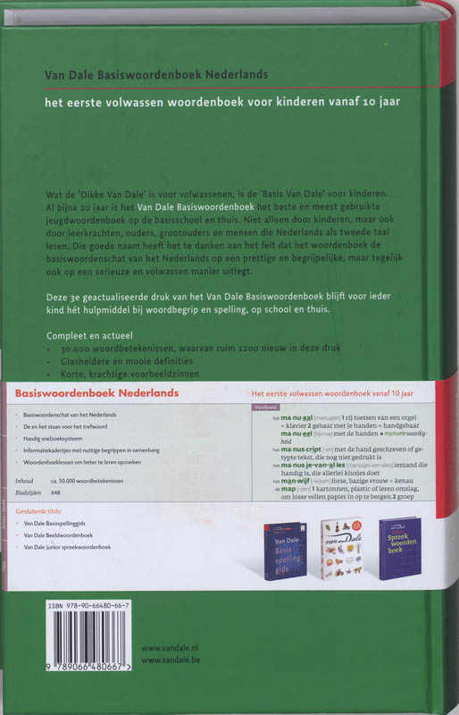 Van Dale Basiswoordenboek Ned achterkant