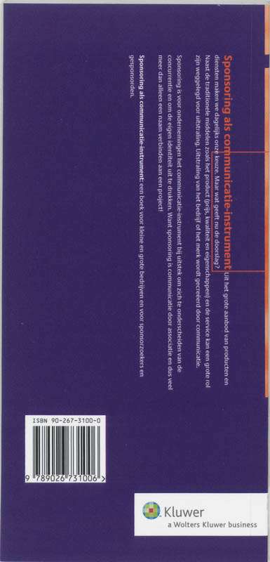 Sponsoring als communicatie-instrument / Communicatie memo / 15 Sponsoring als communicatie-instrument / Communicatie memo / 15 achterkant