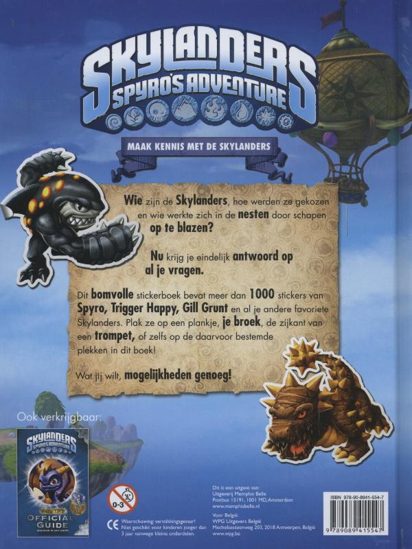 Skylanders official stickerboek achterkant