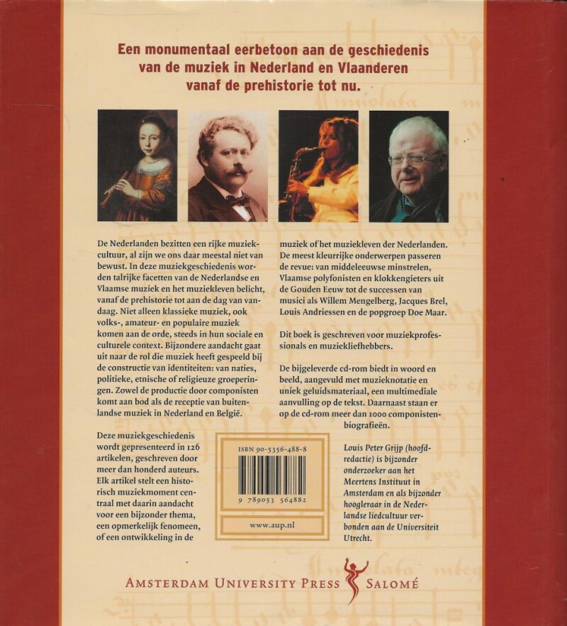 Een muziekgeschiedenis der Nederlanden achterkant