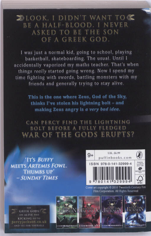 Percy Jackson and the lightning thief / Percy Jackson and the Olympians / 1 achterkant