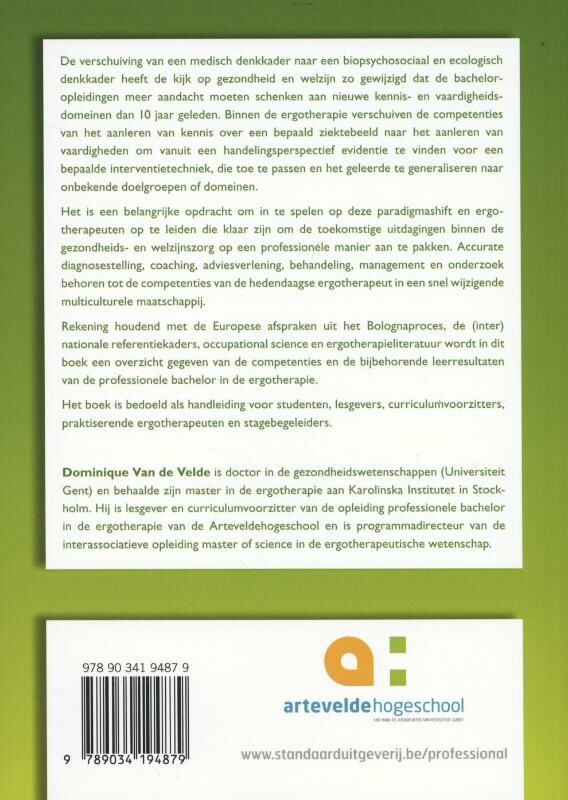 Competenties en leerresultaten voor de professionele bachelor in de ergotherapie achterkant