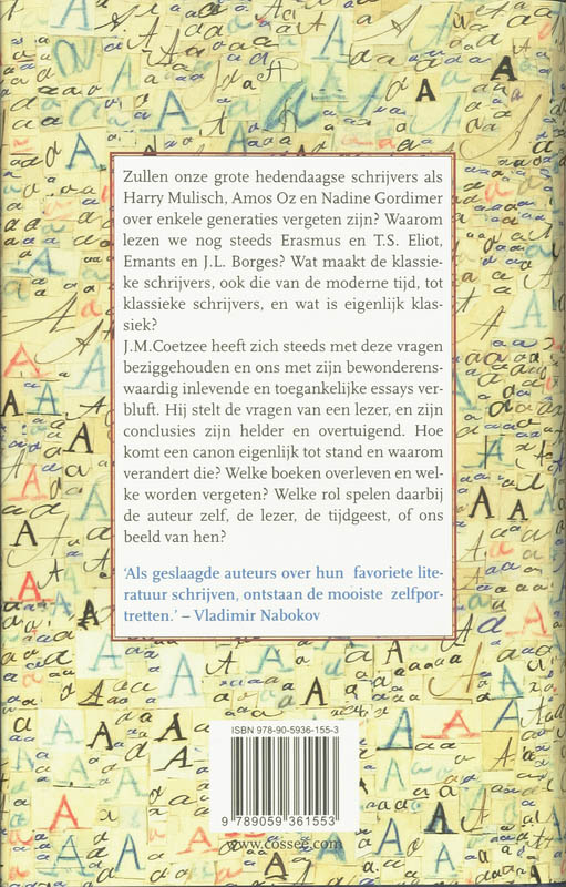Wat is een klassieke roman? / Cossee essay achterkant