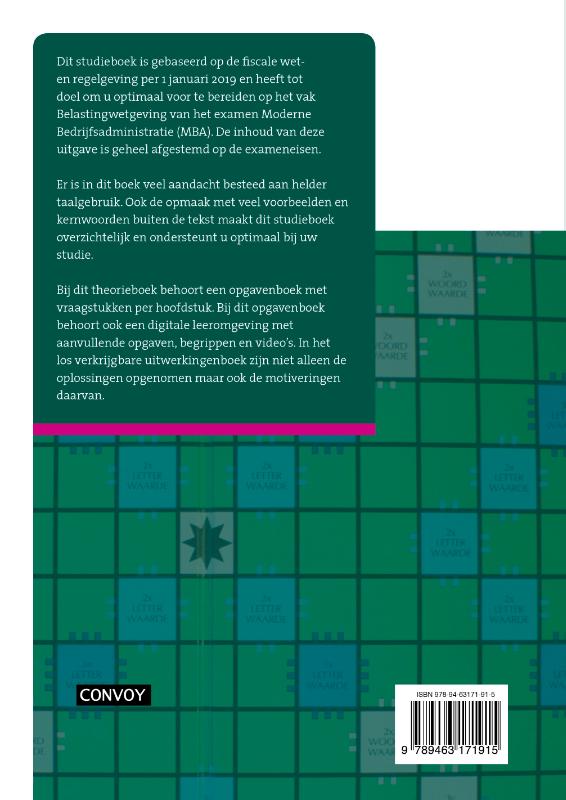 MBA Belastingwetgeving met resultaat Theorieboek 2019-2020 achterkant