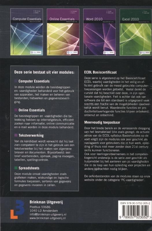 Spreadsheets: Excel 2010 / Basiscertificaat ECDL achterkant