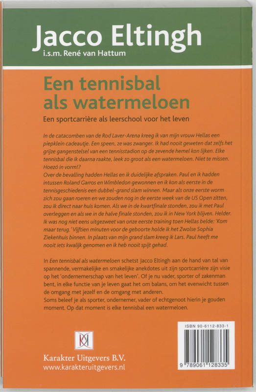 Een tennisbal als watermeloen achterkant