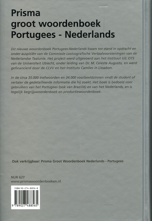 Prisma groot woordenboek Portugees-Nederlands achterkant