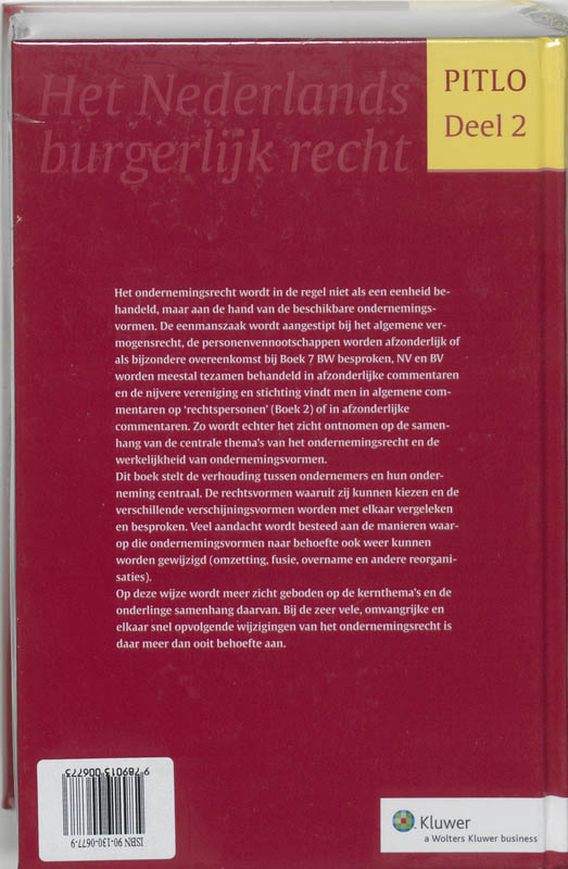 Pitlo 2 - Ondernemingsrecht achterkant