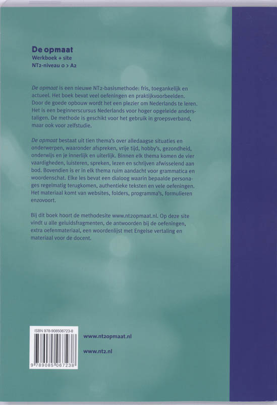 De opmaat / NT2 op maat De opmaat / NT2 op maat achterkant