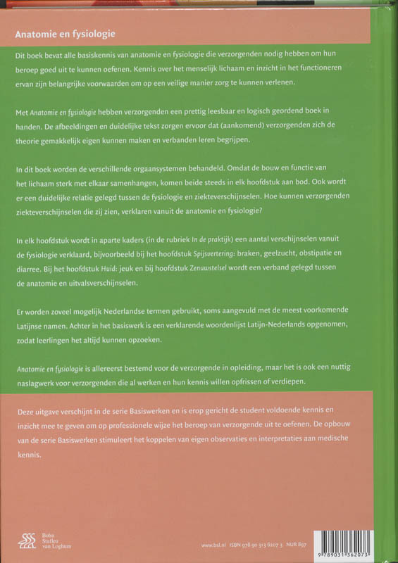 Anatomie en fysiologie / Niveau 3 / Basiswerk V&V achterkant