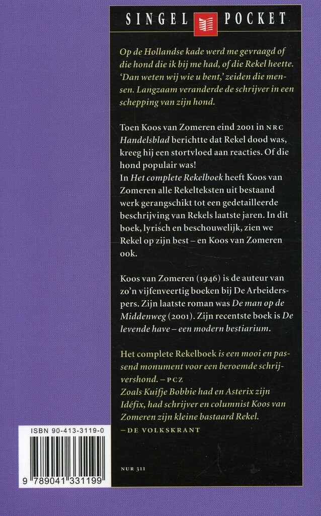 Het complete Rekel-boek / Singel pockets achterkant