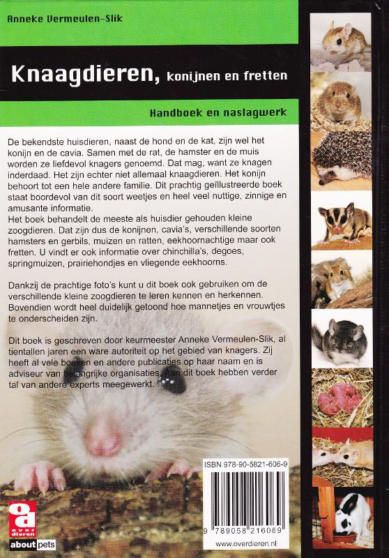 Knaagdieren, konijnen en fretten / Over Dieren achterkant