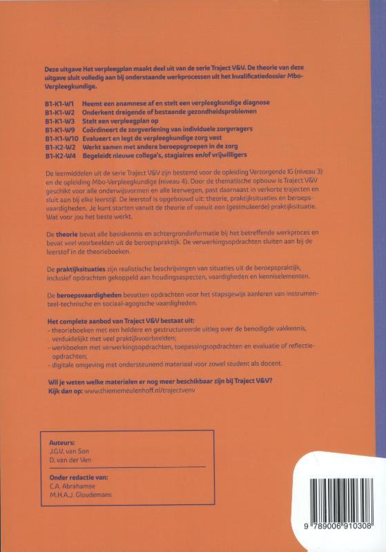 Het verpleegplan / niveau 4 / Theorieboek / Traject V&V Het verpleegplan / niveau 4 / Theorieboek / Traject V&V achterkant