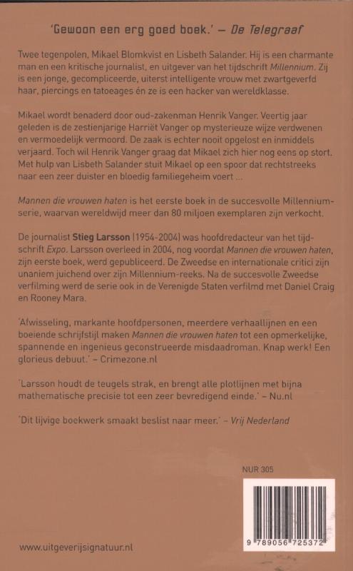 Mannen die vrouwen haten / Millenium / 1 Mannen die vrouwen haten / Millenium / 1 achterkant