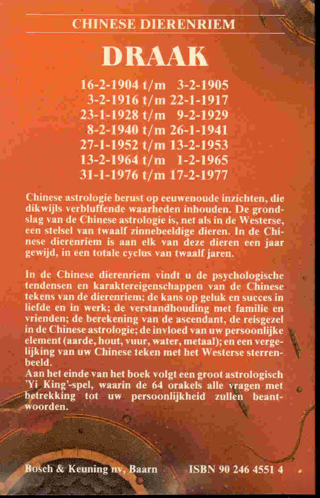 Chinese dierenriem - Draak / Chinese dierenriem achterkant