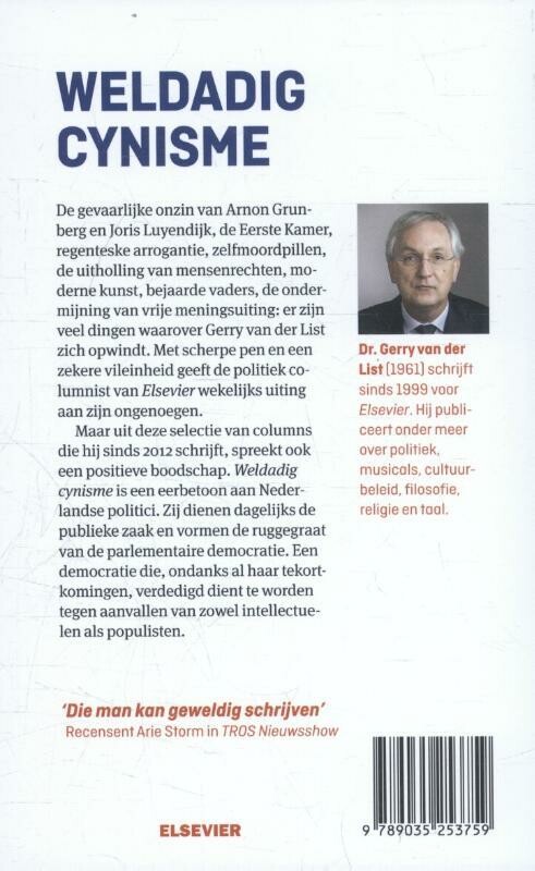 Weldadig cynisme / Elseviers politieke bibliotheek / 20 achterkant