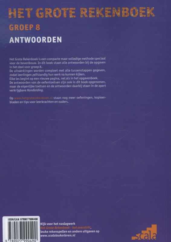 Groep 8 / Het grote rekenboek / Antwoorden Groep 8 / Het grote rekenboek / Antwoorden achterkant