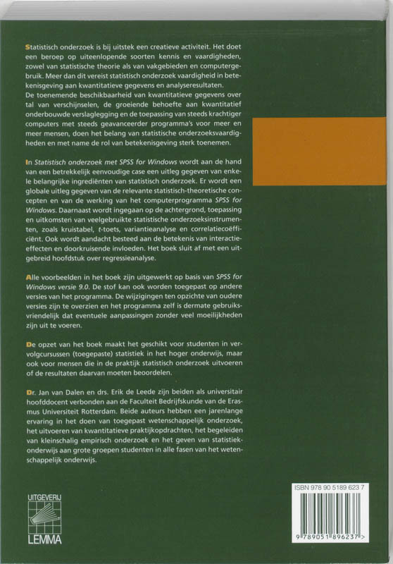 Statistisch onderzoek met SPSS for Windows achterkant