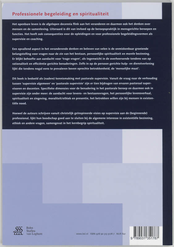 Professionele begeleiding en spiritualiteit Professionele begeleiding en spiritualiteit achterkant