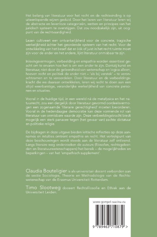 Het empathisch supplement in recht en literatuur / Kritische Studies in Recht en Literatuur nr. 3 / 0 achterkant