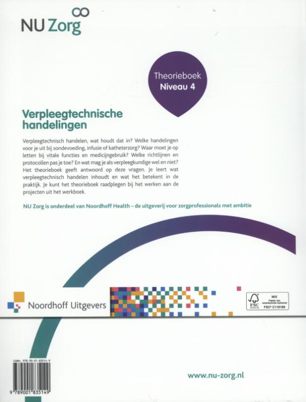 Verpleegtechnische handelingen / Niveau 4 / Theorieboek / NU Zorg achterkant