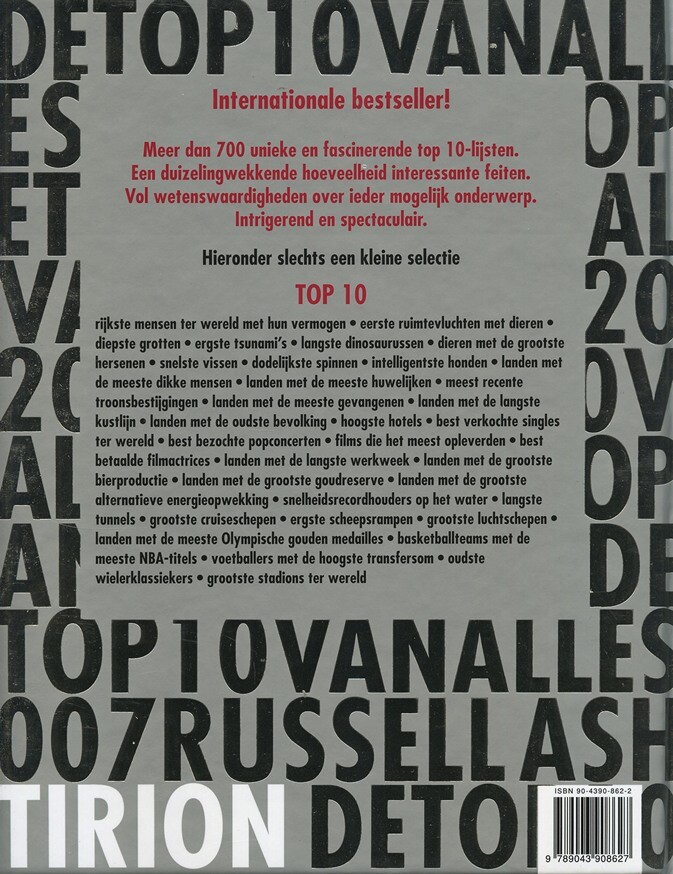 De top 10 van alles 2007 achterkant
