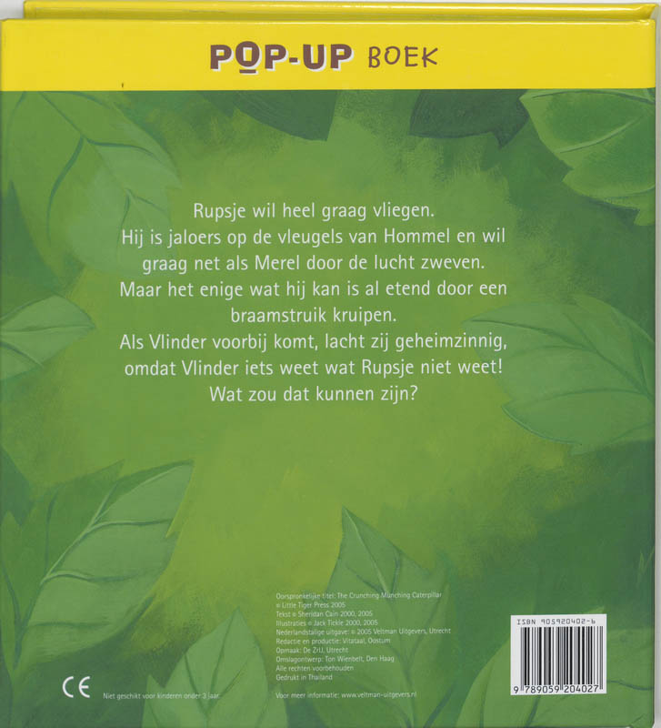 Het hongerige rupsje in popup achterkant