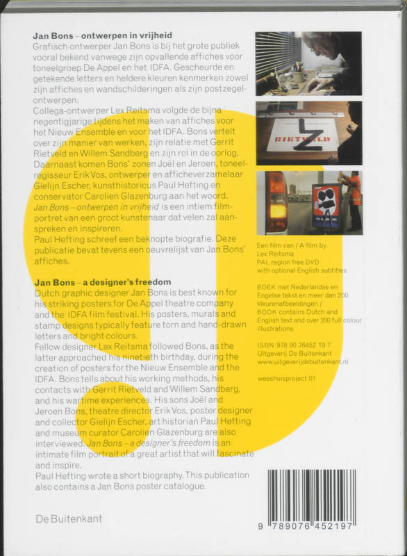 Jan Bons Ontwerpen In Vrijheid + Dvd achterkant