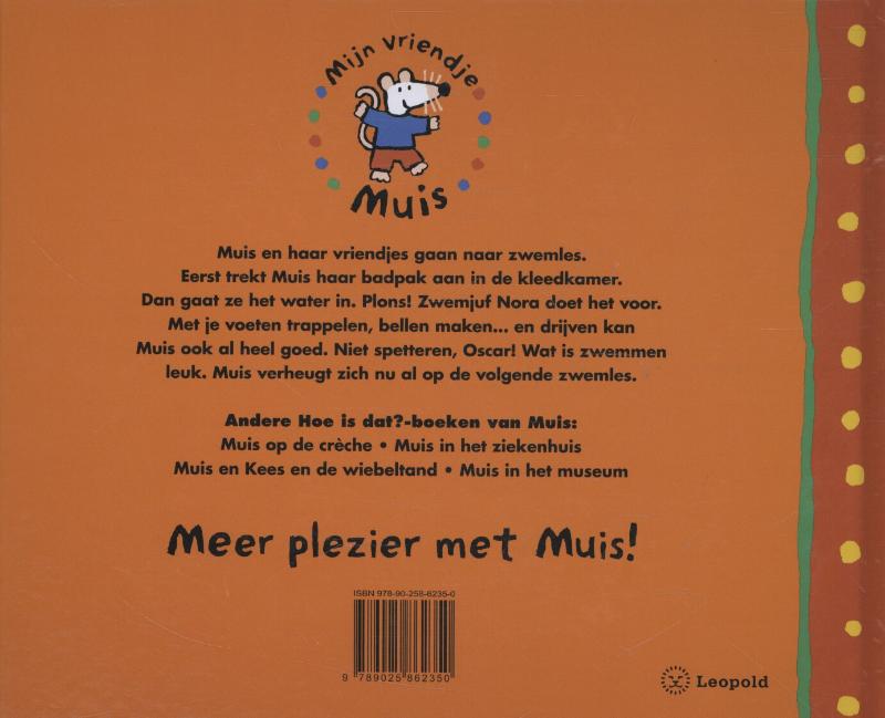 Muis leert zwemmen / Hoe is dat?-boek achterkant