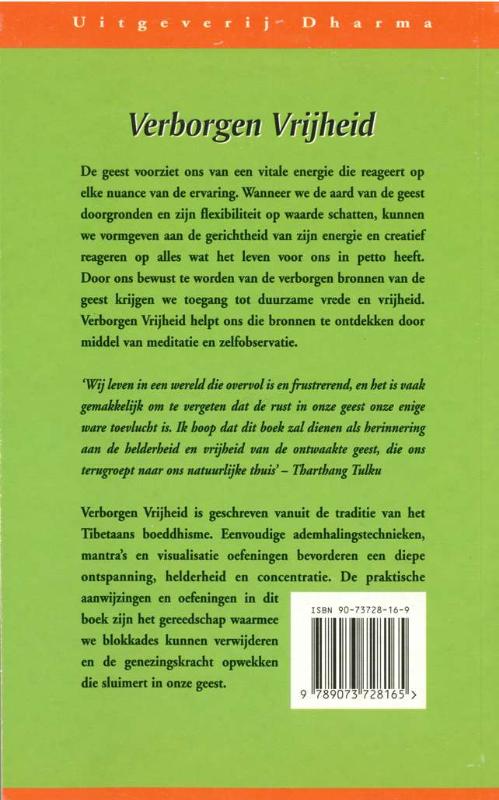 Verborgen vrijheid / Nyingma psychologie achterkant