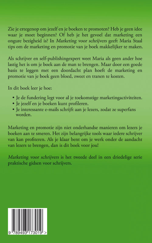 Marketing voor schrijvers / De praktische gids / 2 achterkant
