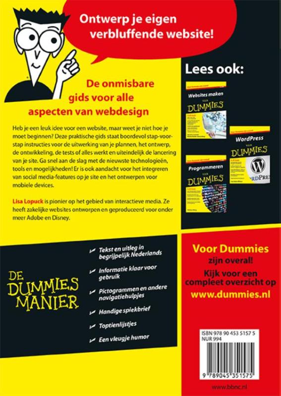 Webdesign voor Dummies / Voor Dummies achterkant