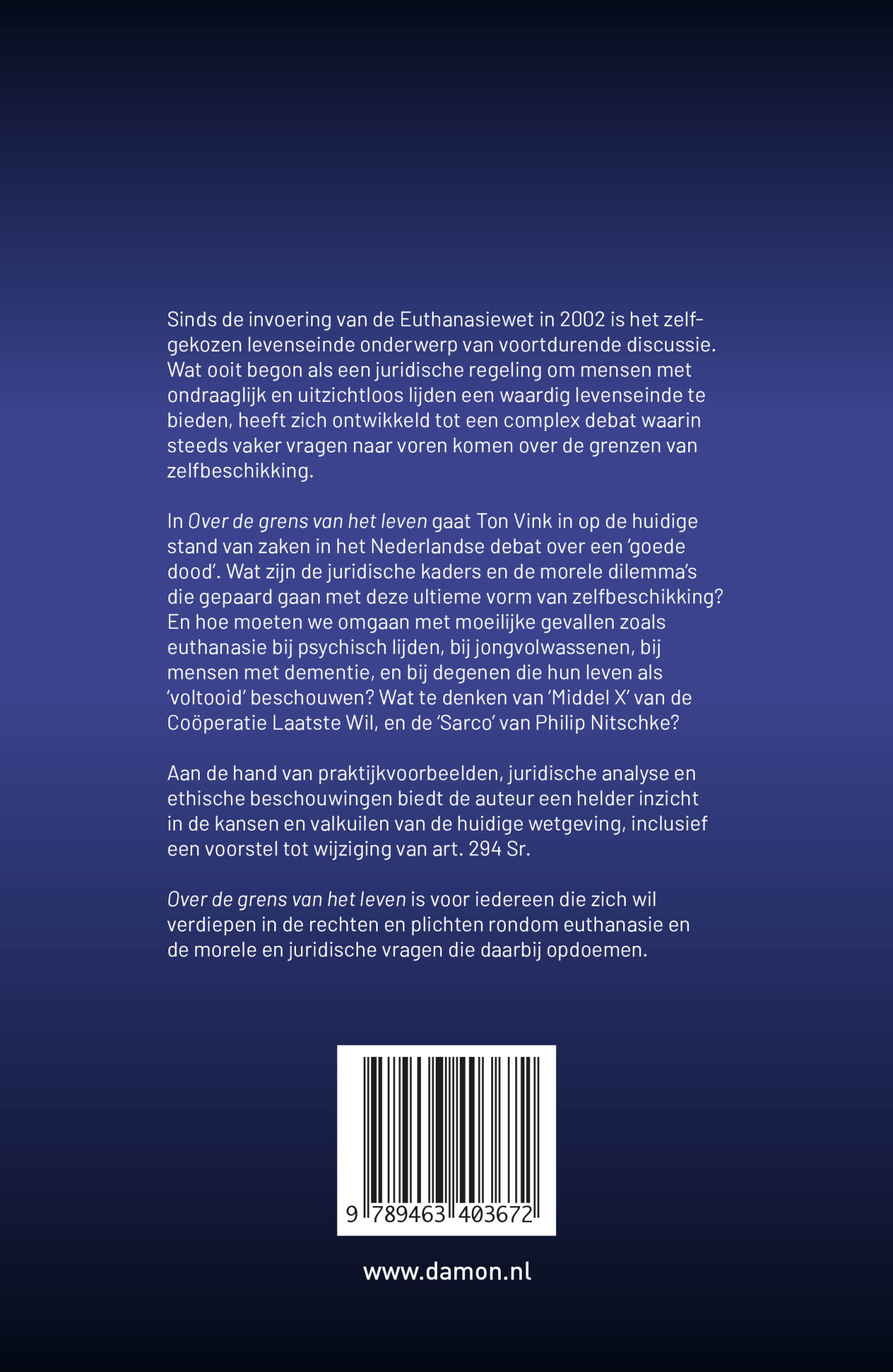 Over de grens van het leven achterkant