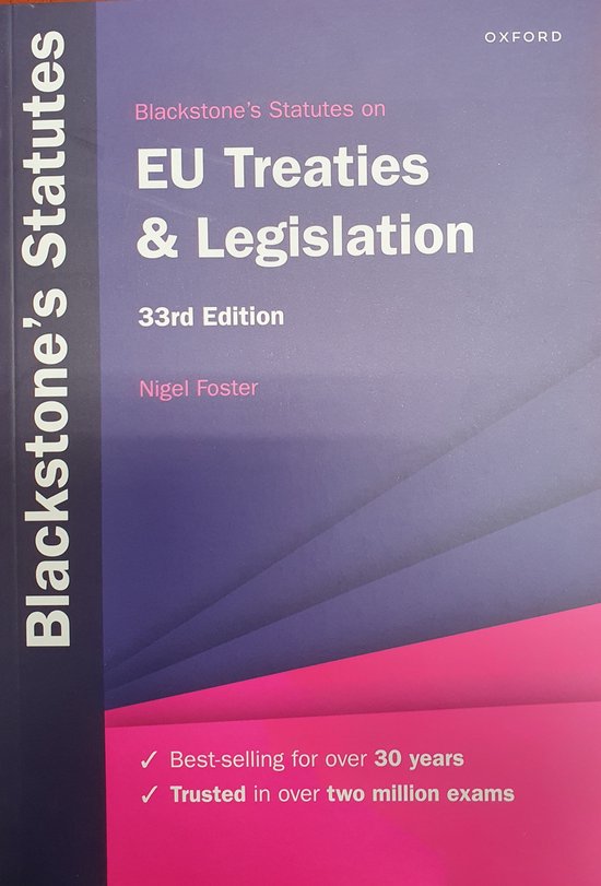 Blackstone's Statute Series- Blackstone's EU Treaties & Legislation