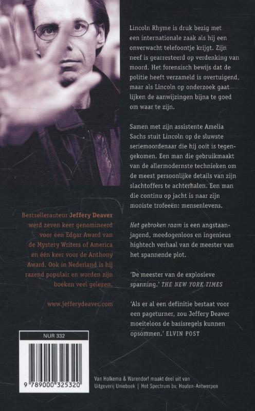 Het gebroken raam / Lincoln Rhyme / 8 Het gebroken raam / Lincoln Rhyme / 8 achterkant